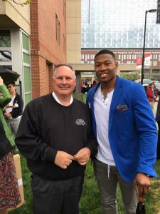 C/COBCTC Executive Secretary Dorsey Hager and NFL linebacker Josh Perry at OSU Nisonger Center playground ribbon cutting ceremony
